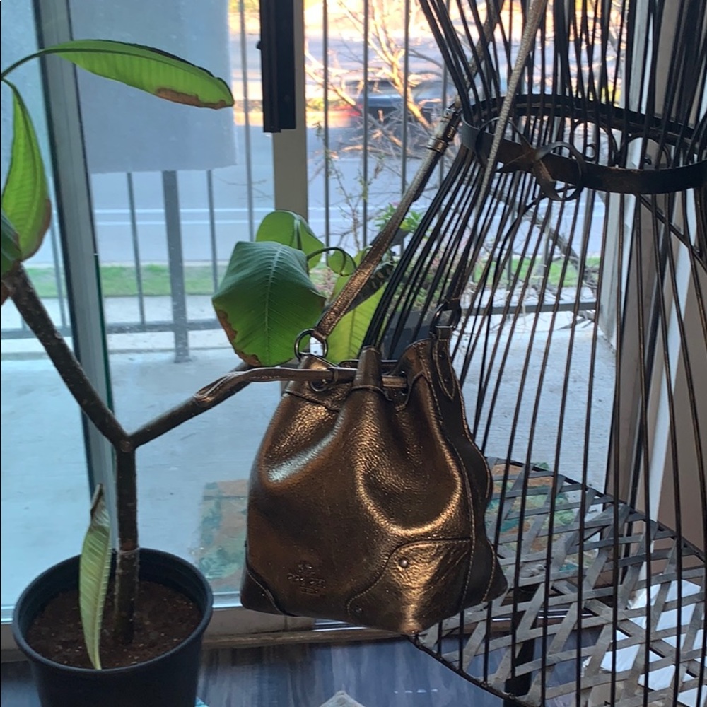Authentic Coach Gold Metallic Bucket Purse